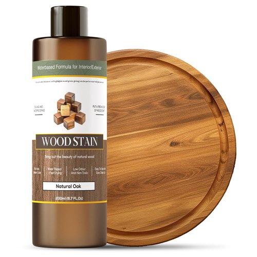 Wood Stain - Stain for Wood - Natural Stain for Furniture - Water Based | Fast Drying, Low Odor - Outdoor & Indoor Paint for Paneling, Cabinets and More - 6.7oz (Natural Oak)