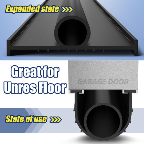 Jin&Bao Garage Door Bottom Weather Stripping Rubber Seal with T-Ends 5/16" - Protect Your Garage from Weather, Insects, and Dust with Premium Garage Door Draft Stopper（16FT, Black）