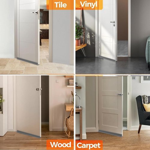 39" L Door Draft Stopper Under Door Draft Blocker Sweep Weather Stripping Noise Stopper Strong Adhesive(Grey)
