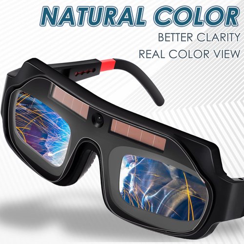 Tellegloww 1 Set Welding Glasses Solar Welding Goggles Auto Darkening Welder Glasses Mask Helmet with Replacement Lenses(Ordinary Lenses)