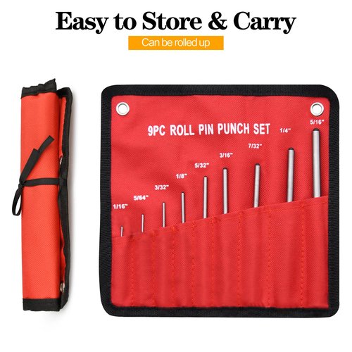 Pin Punch Set, 9pcs 1/16" - 5/16" Removing Repair Tools with Storage Pouch, Great for Automotive, Watch Repair, Jewelry and Craft(9pcs Pin Punch)