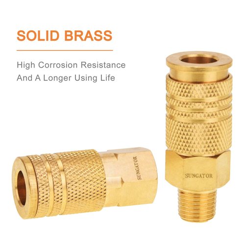 SUNGATOR Air Hose Fittings 1/4" NPT, 16-Piece Solid Brass Quick Connect Air Line Fittings, 1/4 Inch Compressor Accessories, Coupler and Plug Kit, 1/4'' Quick Connect Hose Repair Kit