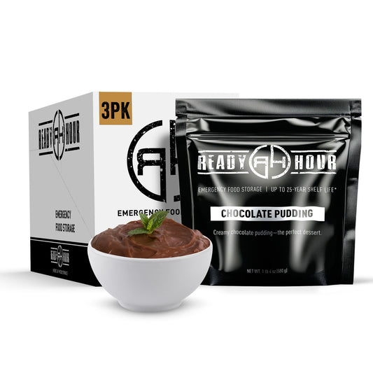Ready Hour Chocolate Pudding Mix Case Pack – 30 Servings (3 Pouches) – Emergency Dessert, Instant Pudding Mix, Long Shelf Life, Survival Food Supply, Prepper Pantry Sweet Snack, Shelf Stable Snack
