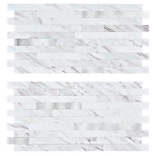 Midcard 20 Sheet Peel and Stick Backsplash, White Marble PVC Wall Tile for Kitchen Backsplash