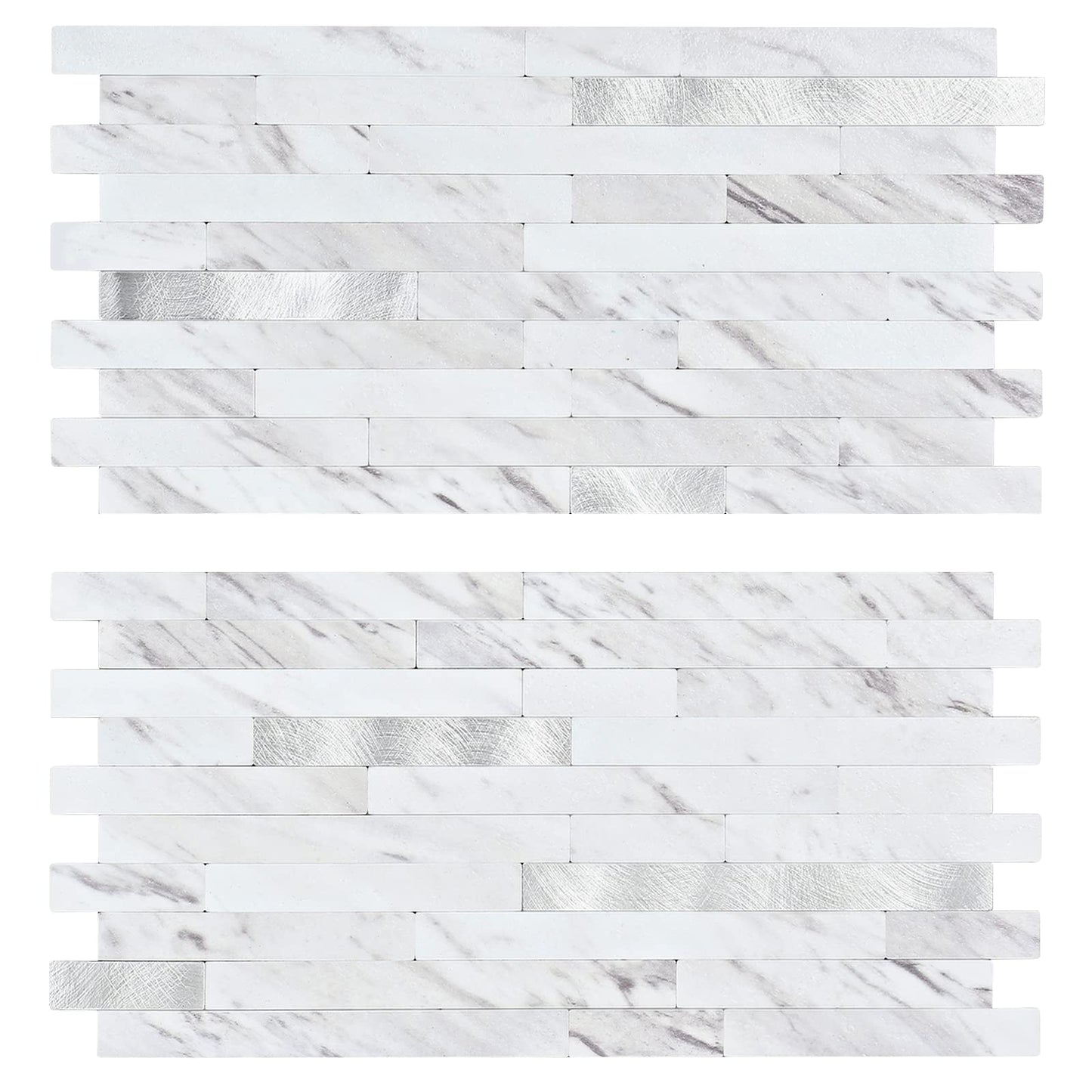 Midcard 20 Sheet Peel and Stick Backsplash, White Marble PVC Wall Tile for Kitchen Backsplash