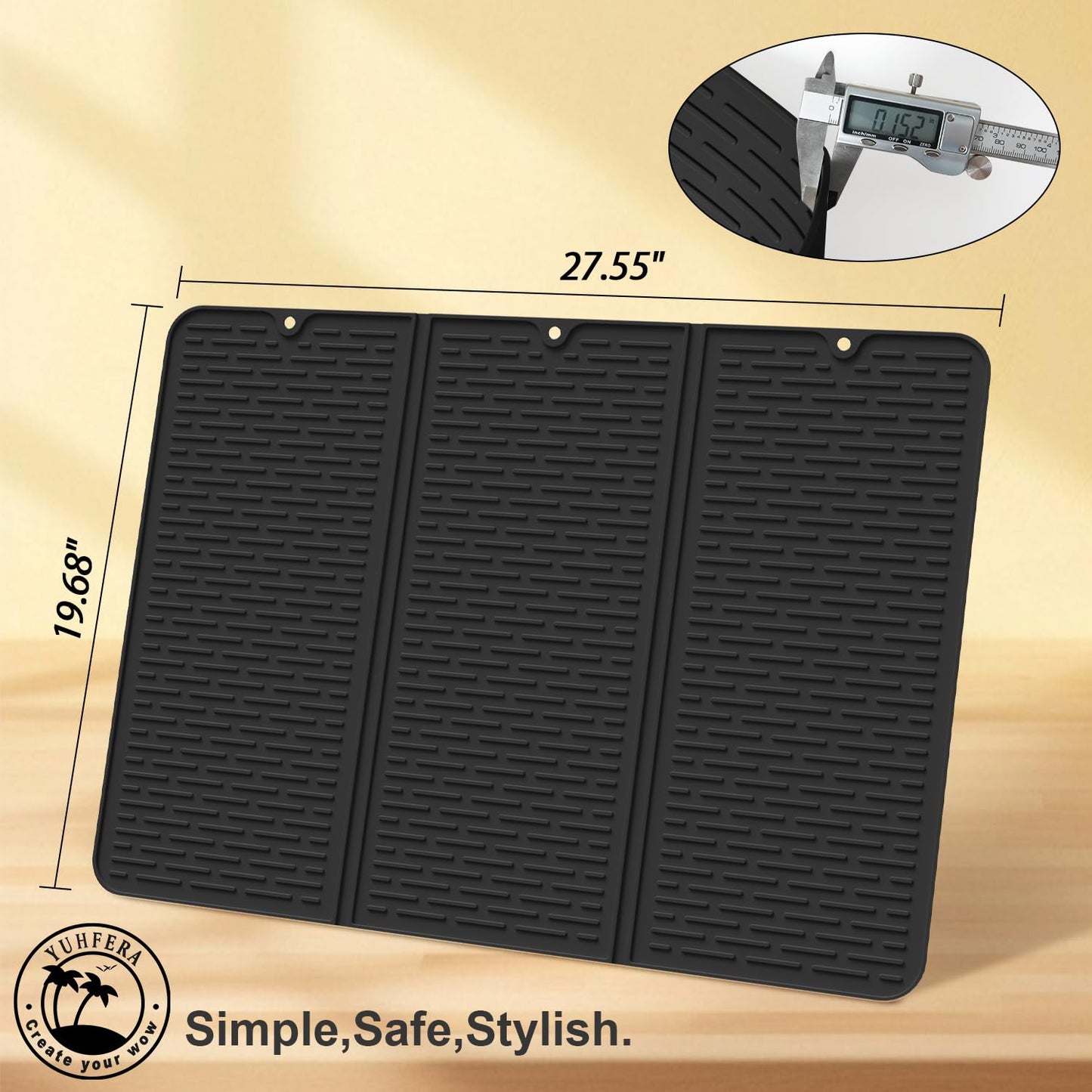 Stove Top Cover for Electric Stove - Foldable Glass Top Stove Cover Protector,Ceramic Flat Top Stove Cover, Induction Cooktop Protector, Oven Cover, 28" x 20" Dish Drying Mat (Black)