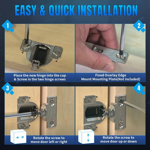 16 PCS Replacement for 30.310-11.02 Blum Cabinet Hinges, 110 Degree Screw On Self Closing, 33.3600 Compact 31 & 33 Hinge(Mounting Plate Not Included) Include Wood Screws Lifetime Replacement