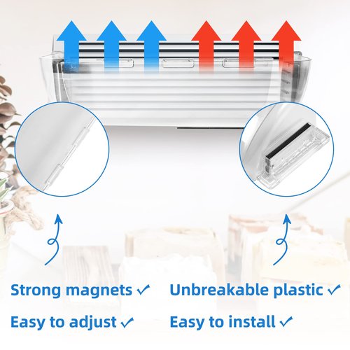 2 Pack Adjustable Air Vent Deflector, 9”-15” Transparent Deflector for Ceiling Registers, Floor, Sidewall (2)