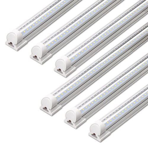 Barrina LED Shop Lights, 40W 5500LM 5000K, 4FT Integrated Fixture, V Shape,T8 Light Tube, Daylight White, Clear Cover, High Output, LED Shop Lights for Garage Warehouse Workshop Basement (Pack of 6)