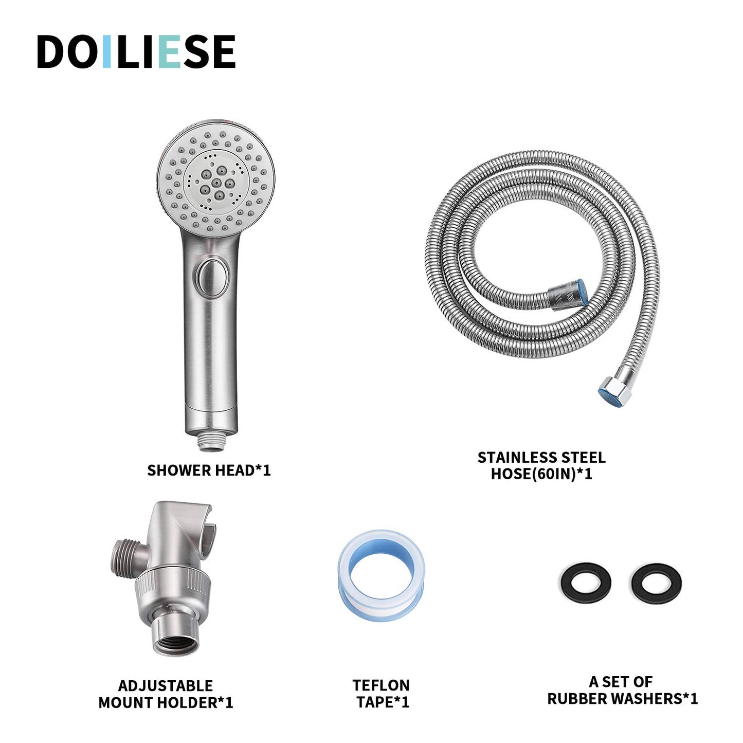 Shower Head, High Pressure 6 Setting Shower Head Hand-Held with ON/OFF Switch and Spa Spray Mode - Shower Heads with Handheld Spray High Pressure - Brushed Nickel