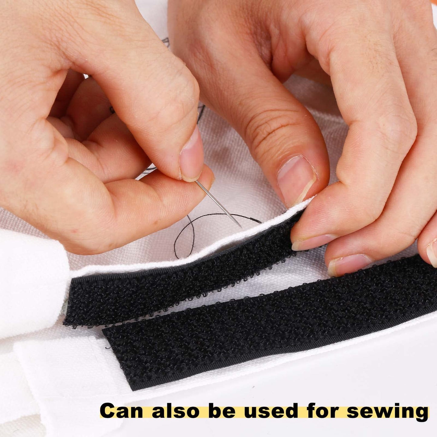 YMCRLUX 1"x16ft Hook and Loop Straps with 25 Metal Buckles, Adjustable Fastening Cable Straps, Cut-to-Length Cinch Strap, Reusable Nylon Securing Cord Ties for Organizer or Storage, 1 inch Wide, Black