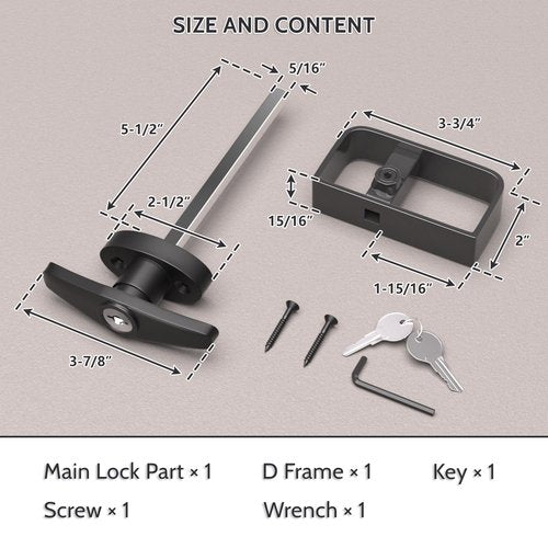 JZVXX Shed Lock, 5-1/2" Steam with 2 Keys, Shed Door Latch, Door Lock Latch, Shed Door Hardware- Black