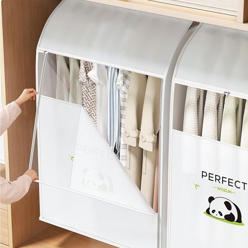 WANGRUIERHA Hanging Garment Bags for Closet Storage, Clothing Rack Cover, Visible Window, Double Zipper, can Hold 10-20 Pieces of Clothing(30x60x90cm/12x24x35in)