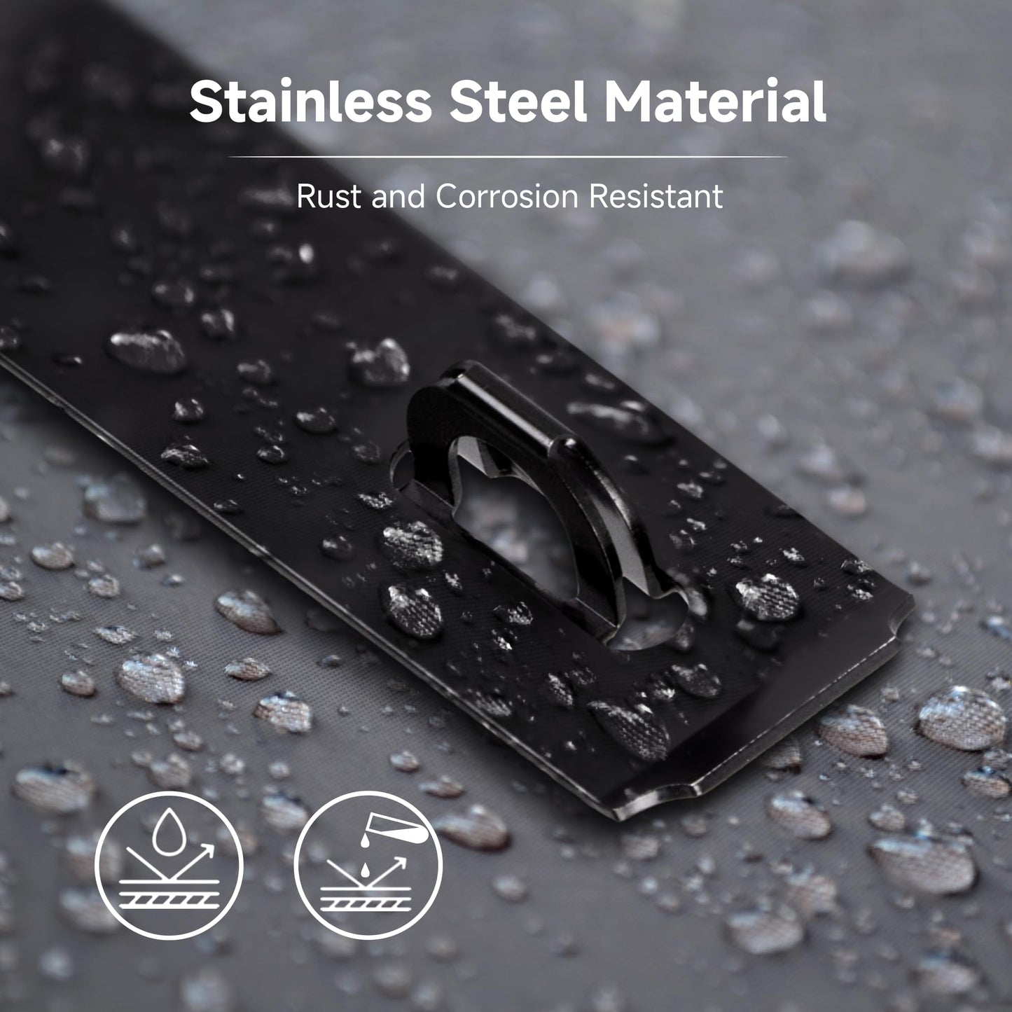 7-1/2 Inch Hasp Latch Heavy Duty, 1 Pack Stainless Steel Padlock Latch 0.11 Inch Thick, Black Finish Security Door Hasp Latch for Gates, Outdoor Doors, Cabinet, Drawer(8 Screws Included)