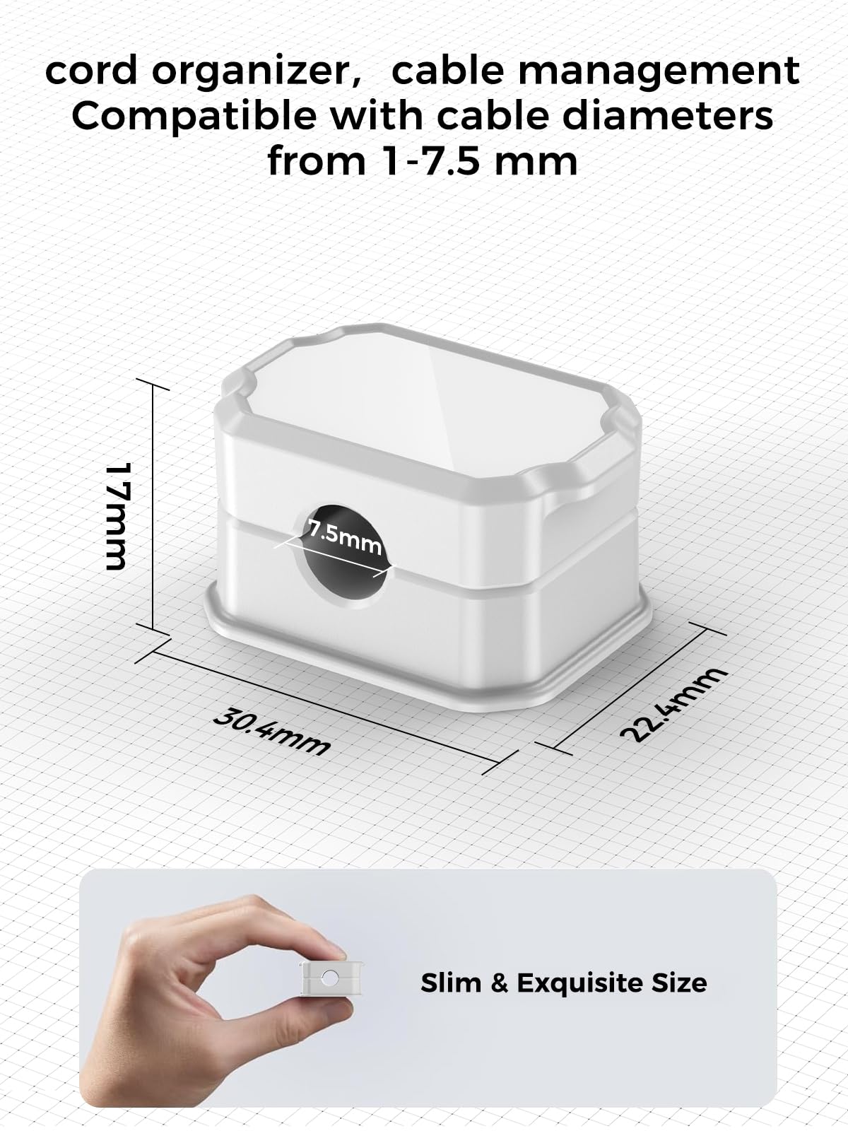 KMOUANTS 6 Pack Elastic Cable Clips [auto Tighten] Cable Holder, Desk Cable Management, Cord Organizer for Home Office Desk Phone car Wall Mounted Desktop nightstand Cable Management（White