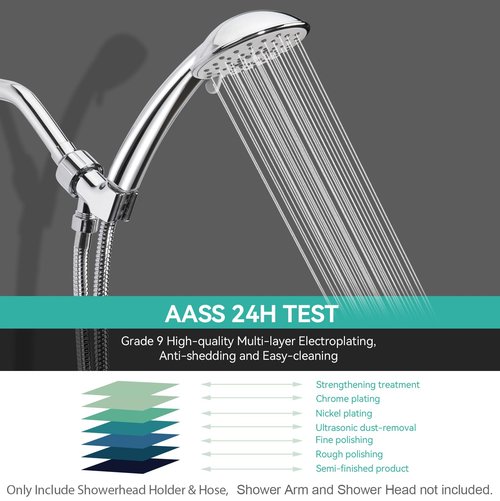 Adjustable Handheld Shower Head Holder and Hose- Premium ABS Bracket- 360 Degree Rotatable Brass Ball：Arm Mount and Hose Connector- Easy Install and Replacement Parts, MAYYAYA (Chrome holder and hose)