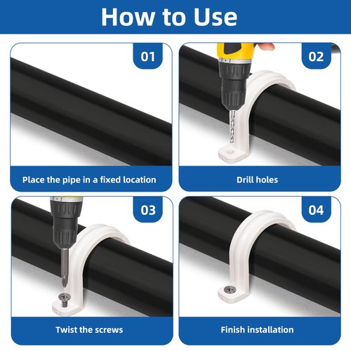 20 Set PVC conduit pipe strap clamps Φ20 MM - SCH 1/2 IN,Two Hole plastic pipe clips