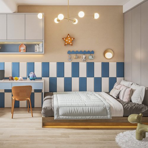 YLL YLL Peel and Stick Headboard White Upholstered Wall Panels Pack of 4 Panels 3D Anti-Collision Wall Padding Wall Mounted headboard Soundproof Wall Panels