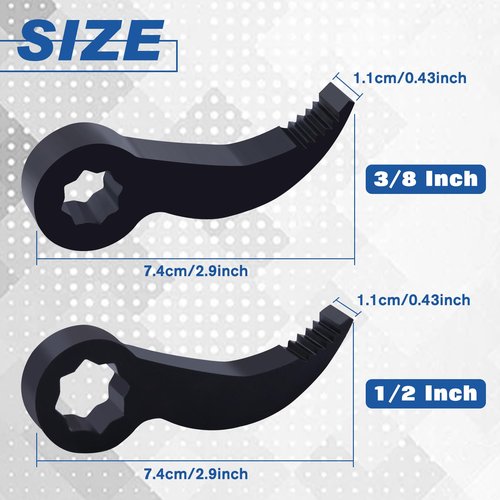 LEONTOOL 2Pcs Pry Bar Wrench Adapter Head, 3/8“ 1/2” Drive Adjustable Angle Crowbar Adapter Head Tool, Heavy-Duty Ratchet Pry Bar Attachment, Half Shaft Removal Car Repairing Tools for Tight Spaces