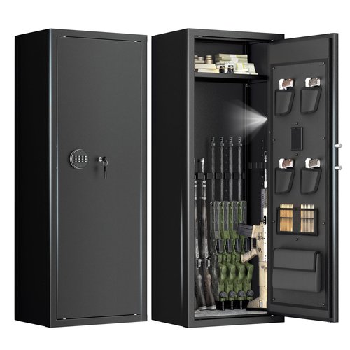 Greenvelly 12-15 Gun Safe for Rifles and Pistols,Quick Access Rifle Gun Safe with Password Lock, Gun Cabinet with Shelves for Home,Office(Assembly Required)