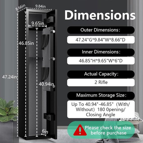 2-3 Gun Safe for Rifles and Pistols, Rifle Safes for Home, Long Gun Cabinet for Shotgun, Gun Locker with Quick Assess Password Lock, Dual Alarm & Mute, No Assembly Required