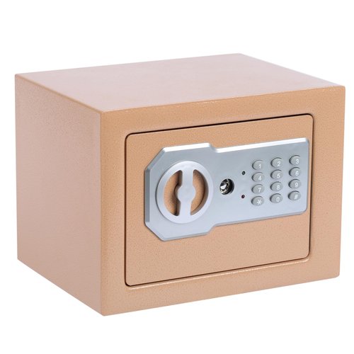 Yuanshikj 0.2 Cubic Feet Electronic Keypad Security Safe Lock Box Steel Digital Deposit for Home Office Hotel Business Cash Jewelry Storage (LIGHT GOLD, 0.2 CF)