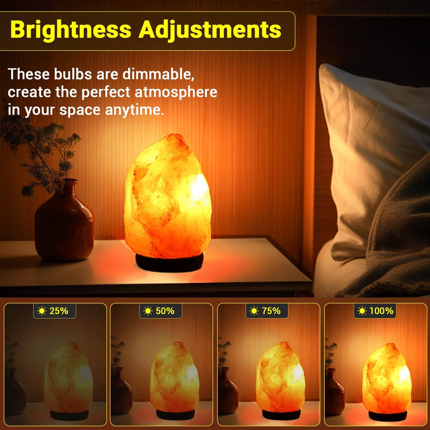Himalayan Salt Lamp Bulbs 15W C7 Dimmable Rock Salt Light Bulbs E12 Base Night Light Bulbs for Scentsy Wax Warmer, Salt Lamp, Plug in Wax Diffuser Pack of 2