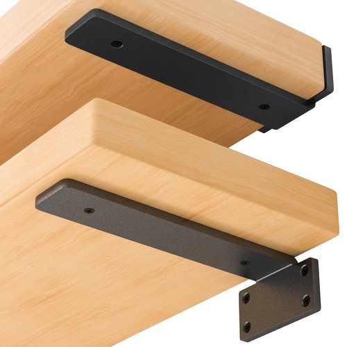 6 Pack Floating Shelf Bracket 6 Inch, Heavy Duty Hidden L Brackets, DIY Rustic Industrial Shelf Brackets with Modern Iron Finish(Black)