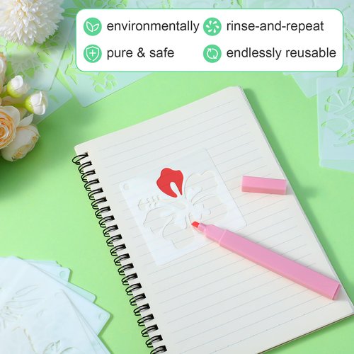 36 Pcs Flower Stencil for Painting, 3 Inch Small Stencils for Crafts, Reusable Paint Template for Wall, Butterfly & Bird Stencil for Painting Home Decor Art Projects