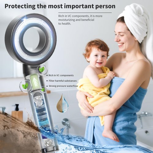 Handheld Shower Head with Filter - High Pressure Vitamin C Chlorine Removal, CEC DOE Certified, Refreshing Scent Cartridge & ABS Anti-Rust, Skin Friendly Easy Install