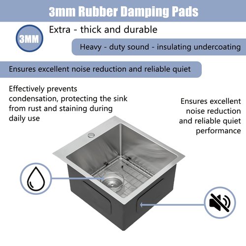 18x18 Inch Bar Sink Drop In Kitchen Sink, Topmount Stainless Steel Square Small Workstation Sinks, Single Bowl Kitchen Sinks for Laundry Wet Bar Prep RV Office Outdoor Yard