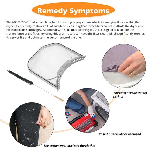 ADQ56656401 Dryer Lint Filter Replacement for LG & Kenmore, Durable Dryer Lint Trap Replacement with Lint brush vent cleaner, Lint Screen Replacement Compatible with Part ADQ566564 AP4457244 PS3531962