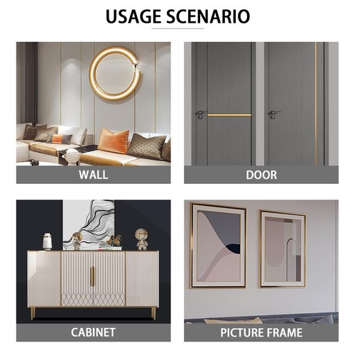 QDYMXUN Glossy Gold Peel and Stick PVC Molding Trim, Flexible DIY Wall Accent Strip for Mirror Frame, Cabinet, Edges & Borders and Tiles (197''L x 0.8''W)