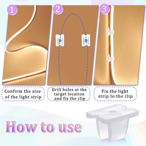 30 PCS LED Strip Light Clips with Fitting Screws, Waterproof LED Strip Mounting Clips, Translucent Rope Light Clips, Neon Mounting Clips Fixing Clamps Holder for 5mm to 6mm LED Strip Lighting