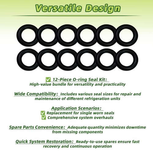 19037 O-Ring Seal Compatible with Yellow Jacket Replacement O-Ring, Suitable for Quick Right Angle Joints in HVAC and Refrigeration Systems, Set of 12