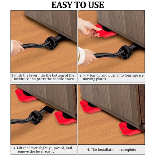 VexelZytro Furniture Appliance Lift Mover Tool Set, Furniture Lifter Kit with 4 Slider for Moving, 330 Lbs Load Capacity, Carbon Steel, Moving Gliders for Sofa Fridge Washing Machine