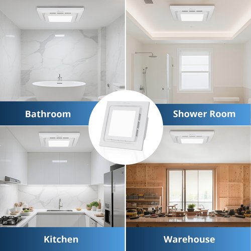Hawkrown 2-in-1 Bathroom Exhaust Fan with Light, 140 CFM Quiet Vent Fan, 6000K LED Light, Easy to Install, Exhaust Fans for Ceiling, Space Saving Bathroom Ventilation