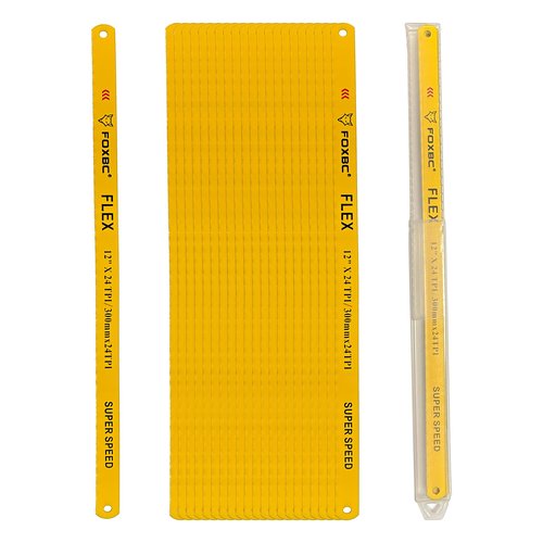 FOXBC Hacksaw Replacement Blade 12 inch 24 TPI, High Speed Hack Saw Blade Carbon Strength Steel, 10-Pack