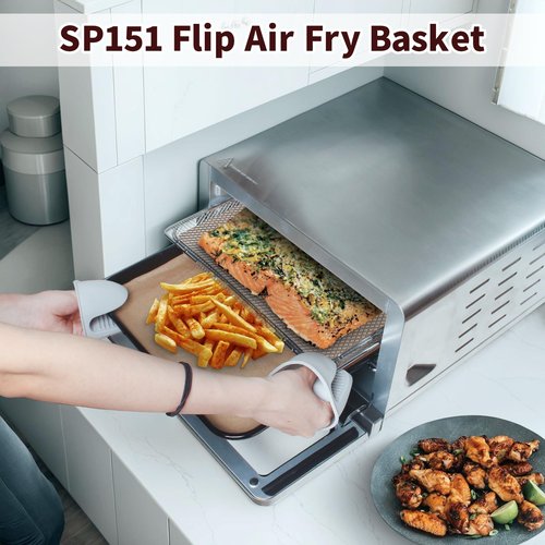 Air Fry Basket Kit Compatible with Ninja sp151 Flip Toaster Oven and Air Fryer,Replacement Air Fryer Basket Accessories and 100pcs Parchment Pape with 1 Pairs Mini Oven Gloves Silicone