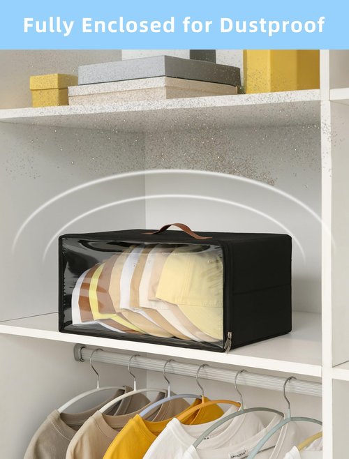 Beveetio 2 Pack Front-Opening Hat Organizer for Baseball Caps, Stackable Rigid Hat Storage Box with Clear Window, Space Saving Baseball Cap Organizer Holder for Closet, Holds Up to 30 PCS