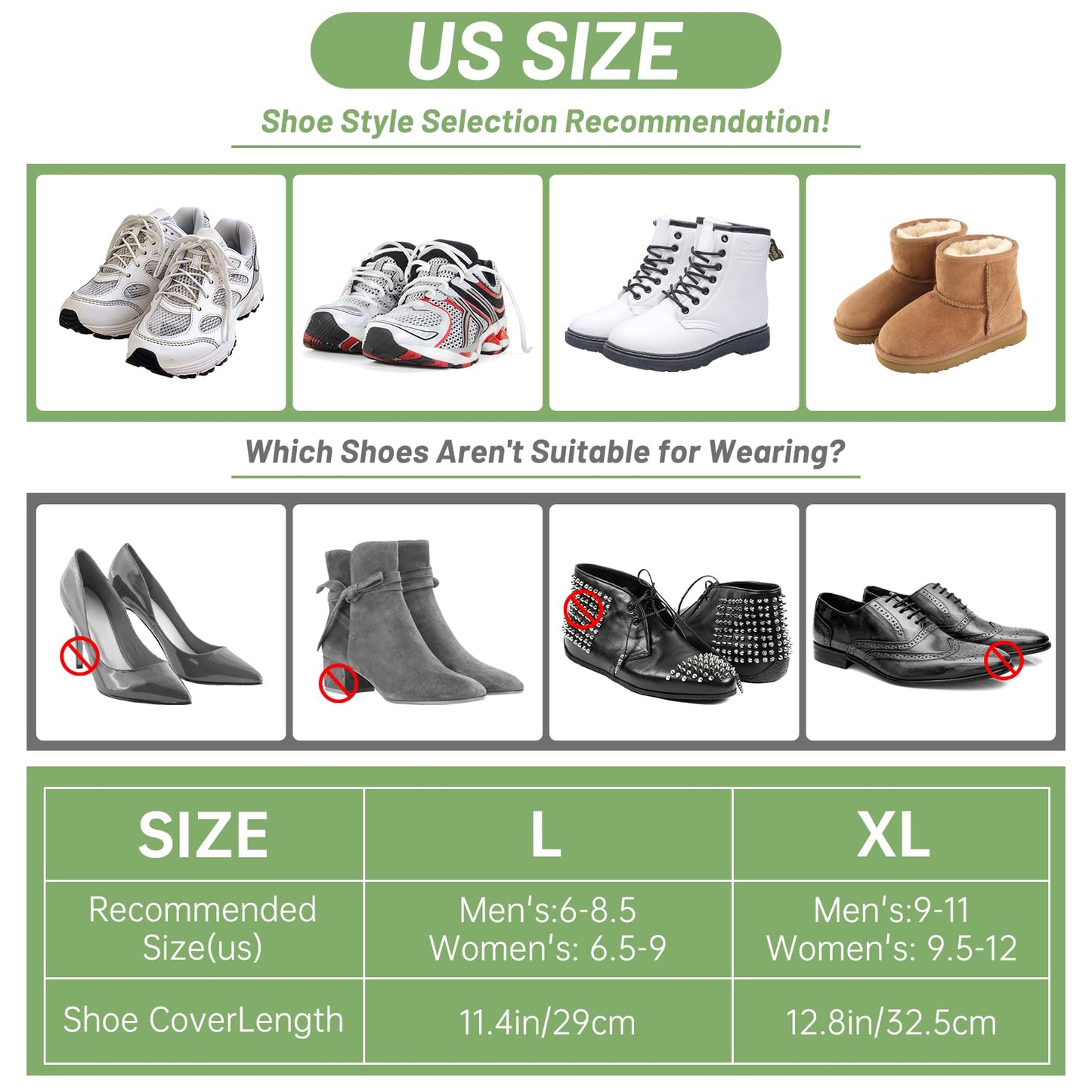 2 Pairs Shoe Covers for Rain with Storage Bag, Reusable Silicone waterproof shoe covers for Men & Women, Elastic Rain Shoe Covers for Rain, Mud, Outdoor, Garden - White (Large)