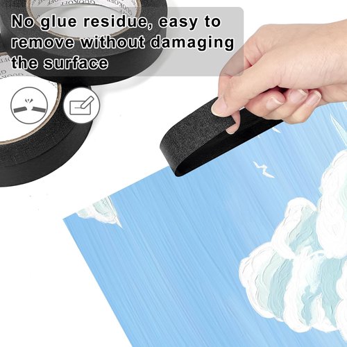 GUOKOFF Black Masking Tape, 2 Inch x 55 Yards x 1 Rolls, Black Painters Tape, General Purpose Painting Adhesive Tape for Arts DIY Crafts Labeling
