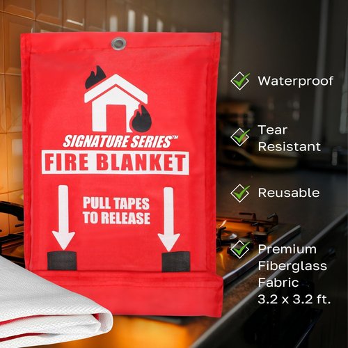 LifeSafe StaySafe All-in-1 Portable Fire Extinguisher with Signature Series Fire Blanket, Compact Emergency Fire Spray, Flame Suppression Fiberglass, Eco-Friendly | for Home Safety