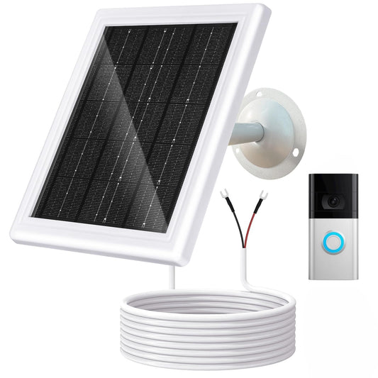 Ring Doorbell Solar Charger,12VAC Compatible with Ring Video Doorbell 3/3+/4, Battery Video Doorbell Pro, 16.4ft Waterproof Charging Cable, 360°Adjustable Mount -Update