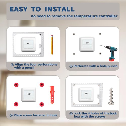 Gedreew Large Thermostat Lock Box Cover with Key, Clear Thermostat Cover with Lock Compatible With Honeywell Home Thermostat On Wall, AC Lock Box Cover with Key Fits Thermostats 5"H x 6" W or Smaller