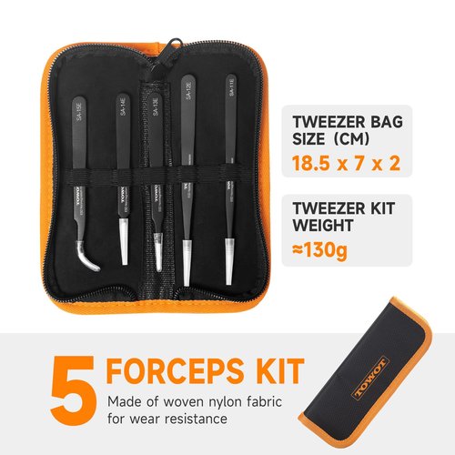 TOWOT Precision Tweezers, Upgraded Anti-Static Stainless Steel for Electronics, Craft, Soldering, and Experimental Work, Jewelry Making Curved Tweezers