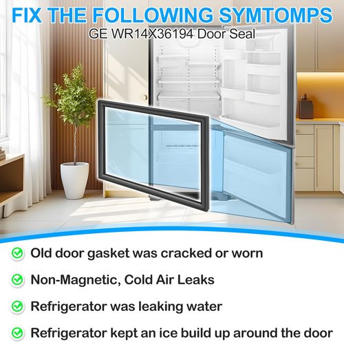 UPGRADED WR14X36194 Freezer Door Gasket Compatible with GE Freezer Door Gasket WR14X10376 GE Freezer Seal Replacement Refrigerator Door Gasket For Ge Refrigerator Door Seal WR14X10370 WR14X31558 Black