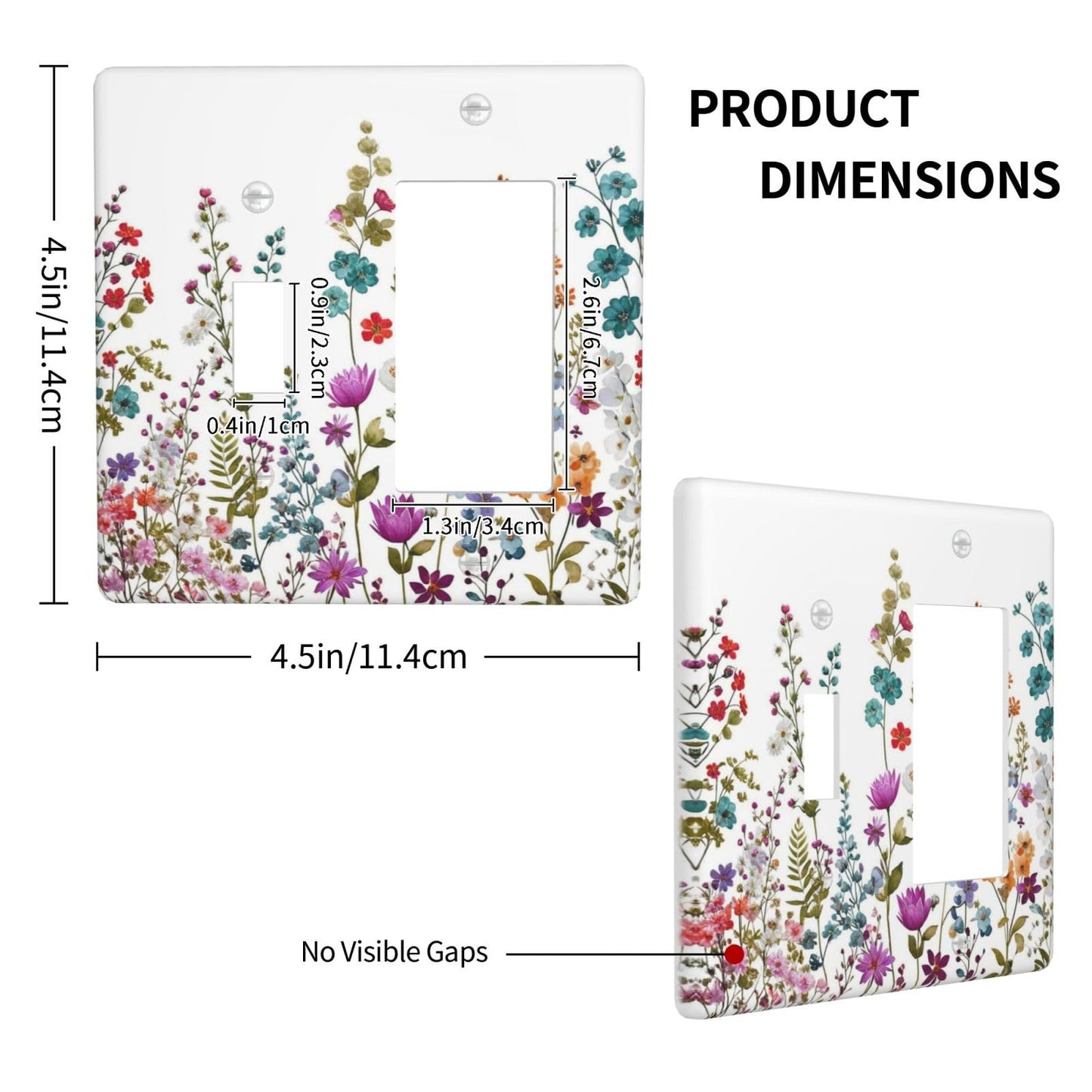 Spshian Decorative Outlet Covers Rustic Wild Flowers Boho Purple Red Floral Leaves 2 Gang 1 Gang Wall Plate Cover Single Toggle Rocker Combination Light Switch Plate Covers Jumbo Switch Cover