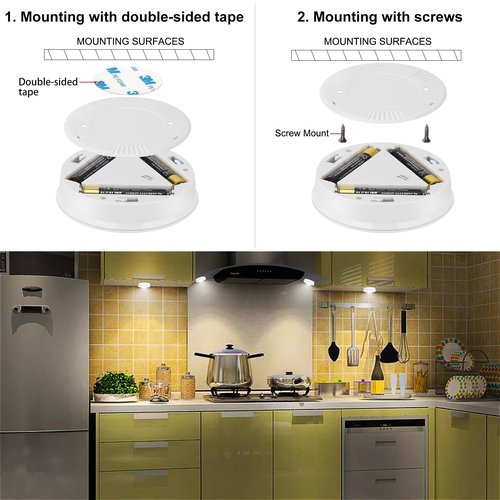 LUXSWAY LED Puck Light, Ultra-Thin Touch Lights, Battery Operated, Tap Lights, Stick on, Under Cabinet Lighting, Ideal for Kitchen, Closets, Garage (Included 18 AAA Batteries, 6 Pack, White)