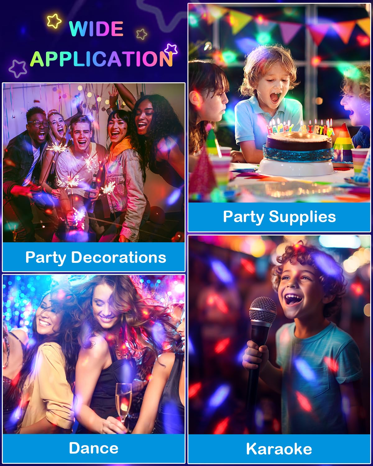 Luditek Mini Disco Ball Light with Flexible USB Extender, Sound Activated Strobe Party Lights for Karaoke Car, Stocking Stuffers Birthday Decorations for Halloween Christmas (3 Packs)